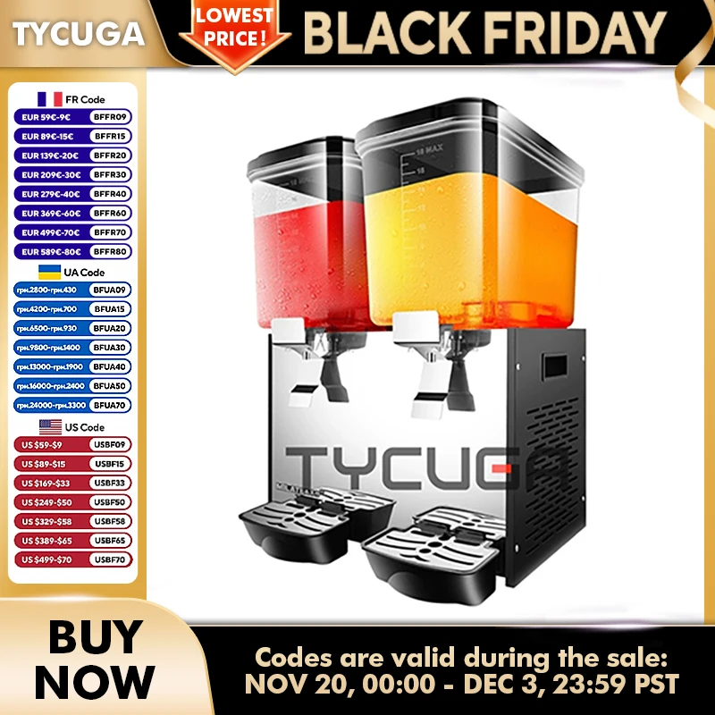 18L * 2 กระบอกละลายเครื่องเชิงพาณิชย์แช่แข็งร้อน/เย็นเครื่องดื่มเครื่องดื่มนมผลไม้คั้นน้ําผลไม้น้ําผลไม้ Maker Juicer110V 1