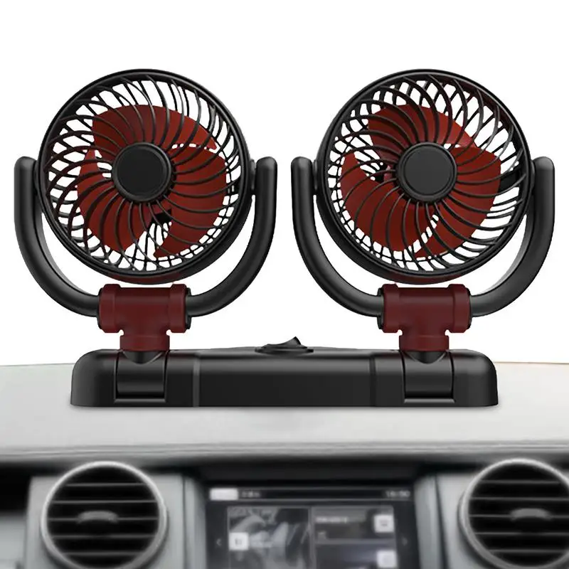 

Dual Head Car Fan Dashboard Car Fan Dual Head Car Cooler Fan 12V/24V Cooling Air Fan Portable 2 Speed For SUV RV Sedan Cars