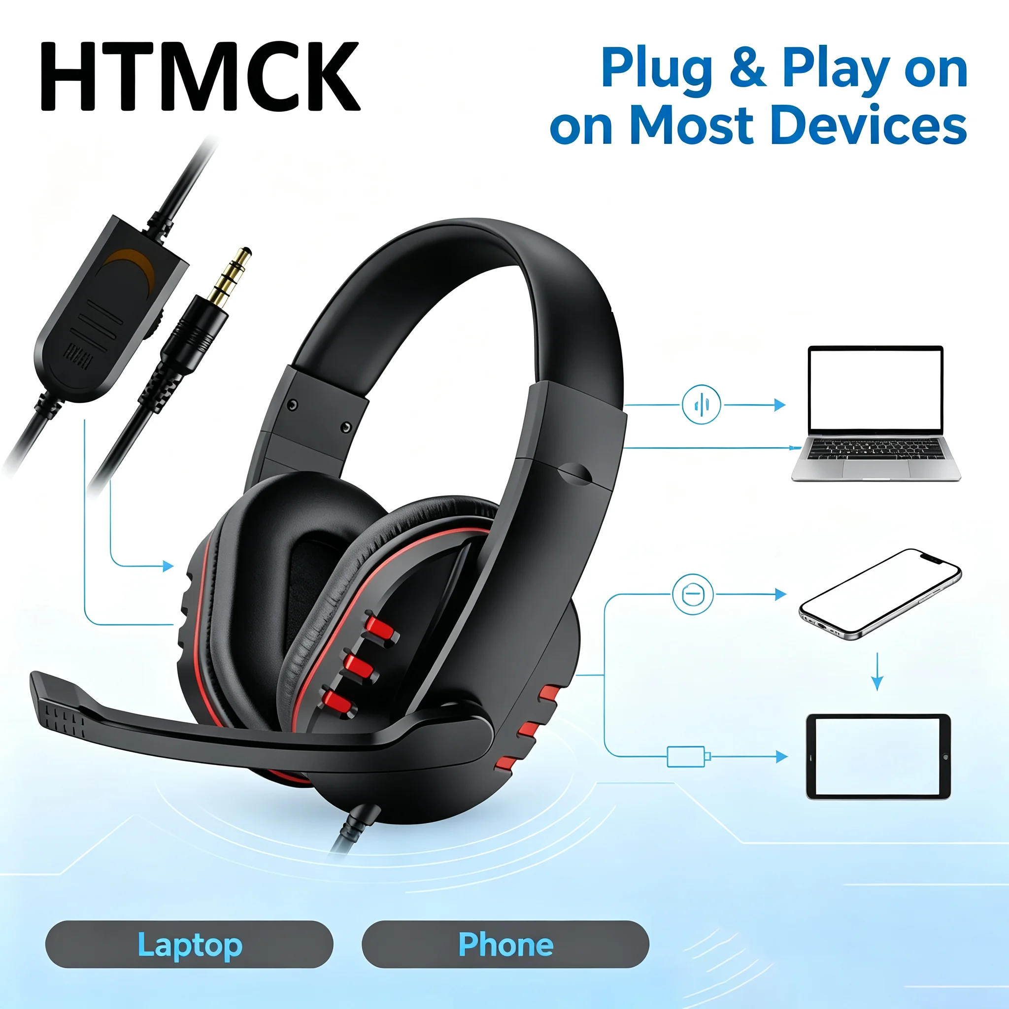 Cuffie da gioco cablate da 3,5 mm per PS4 PlayStation 4, auricolari per PC con microfono per chat - immagine 4