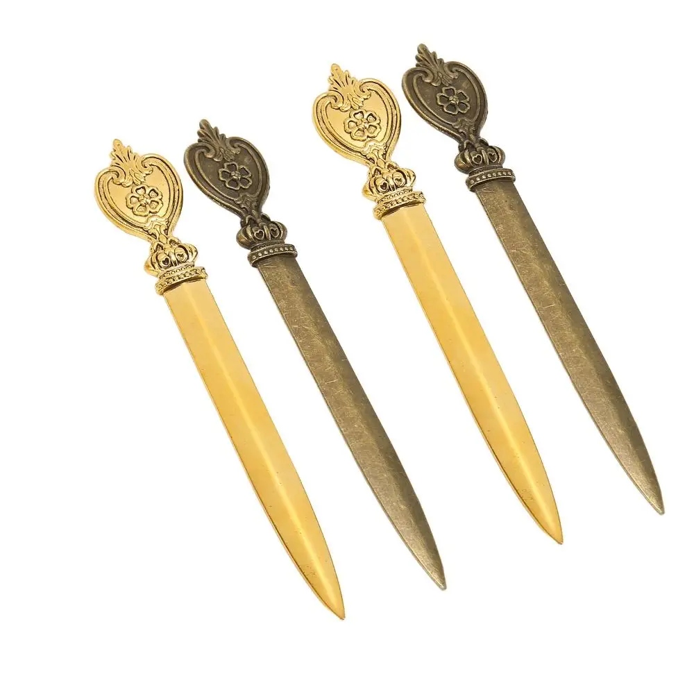 4 Pcs 내구성 있는 아연 합금 편지 오프너 경량 골드 메일 오프너 청동 레트로 편지 오프너 도구 홈