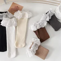Retro Korean Princess Infant Ruffle Socken Autumn Breathable Children Cotton Stockings Cute Girl Baby Versatile Long Tube Socks 4
