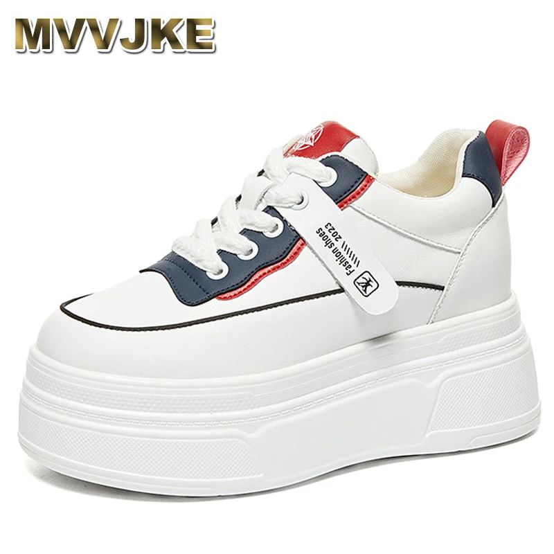 

Genuine Leather Synthetic Spring Women Boarding High Brand Heels Casual Stable Vulcanized Shoes Platform Wedge Skate Shoes