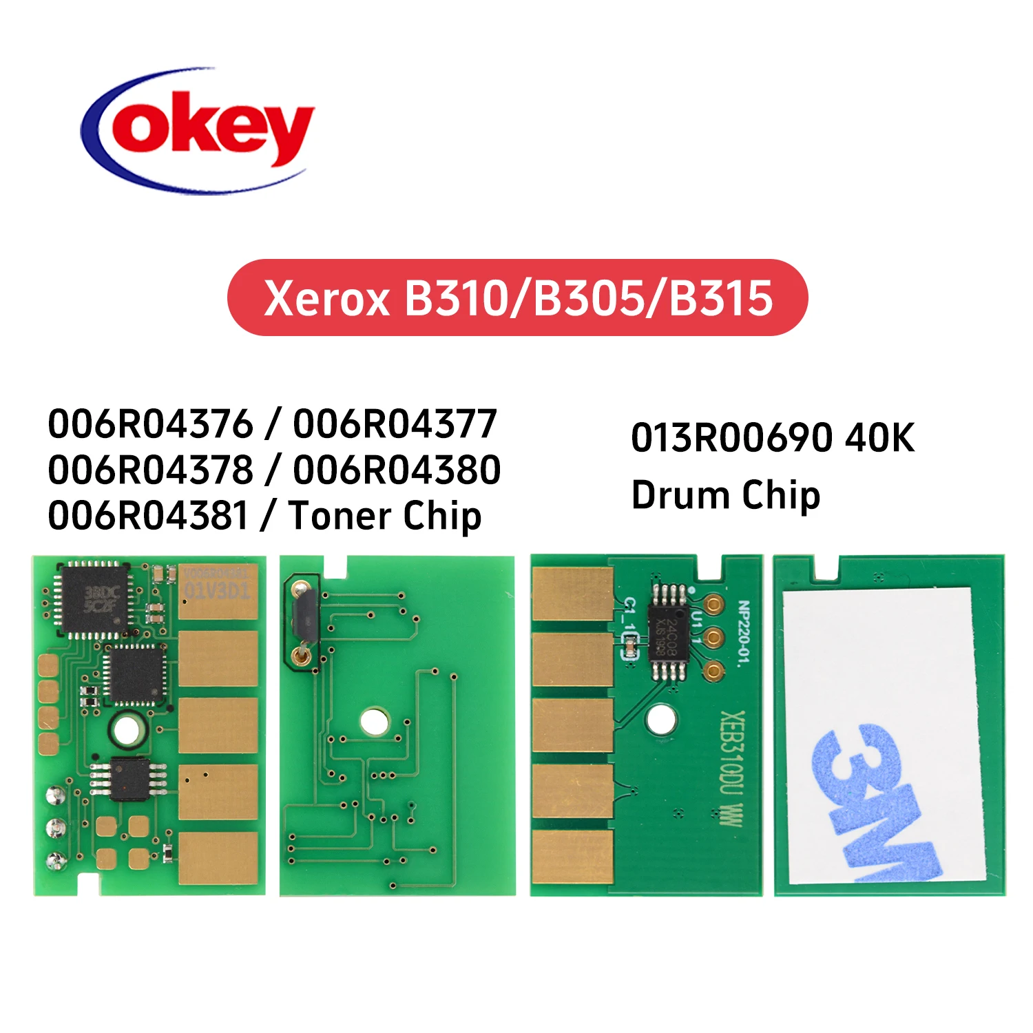 Cartridge Chip Toner Chip Toner Cartridge Chip 1pcs B310 B315 006R04376 006R04377 006R04378 Toner Cartridge Chip Compatible for Xerox B305 Toner reset chip 013R00690 Drum Chip