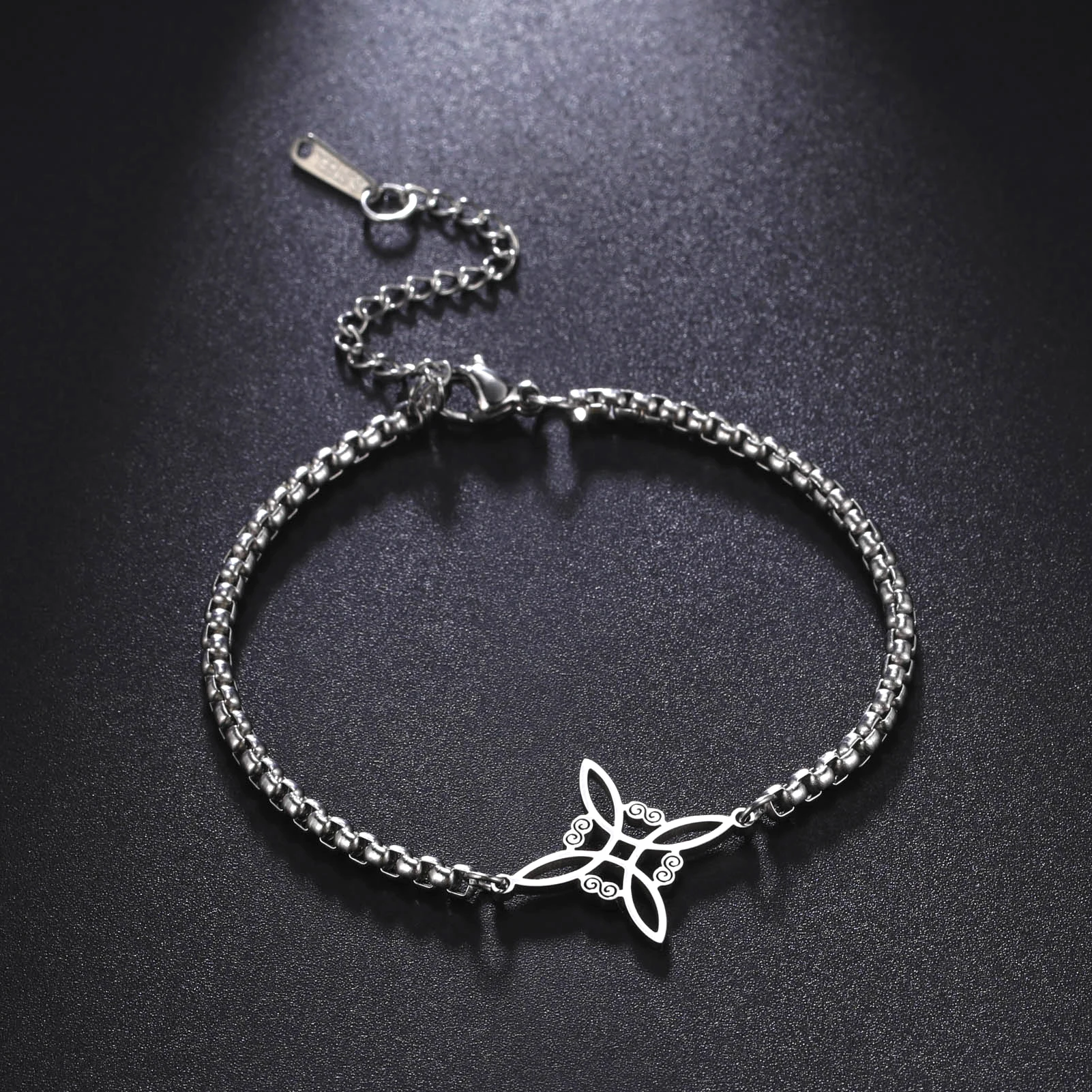 VASSAGO Witch Knot Charm Bracelet Men's and Women's Stainless Steel Box Chain Protector Jewelry Gift 2023 2