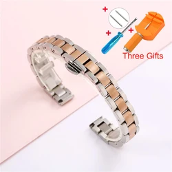 Premium Stainless Steel Ultra Metal Watch Strap Bracelet - 20mm (Silver - Rose Gold)
