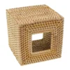 Square Rattan Tissue Box Cover Hand Woven Wicker Tissue Holder 5.7x5.7x5.7 In For Home Living Room Office Bathroom 5
