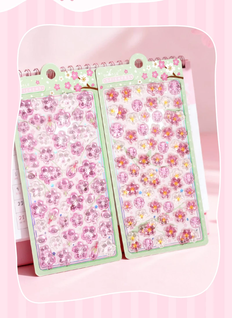 Cherry Blossom Petal Sakura Drop 3D Relief Stickers Scrapbooking DIY Journaling Stationery Diary Decor School Cute Stickers