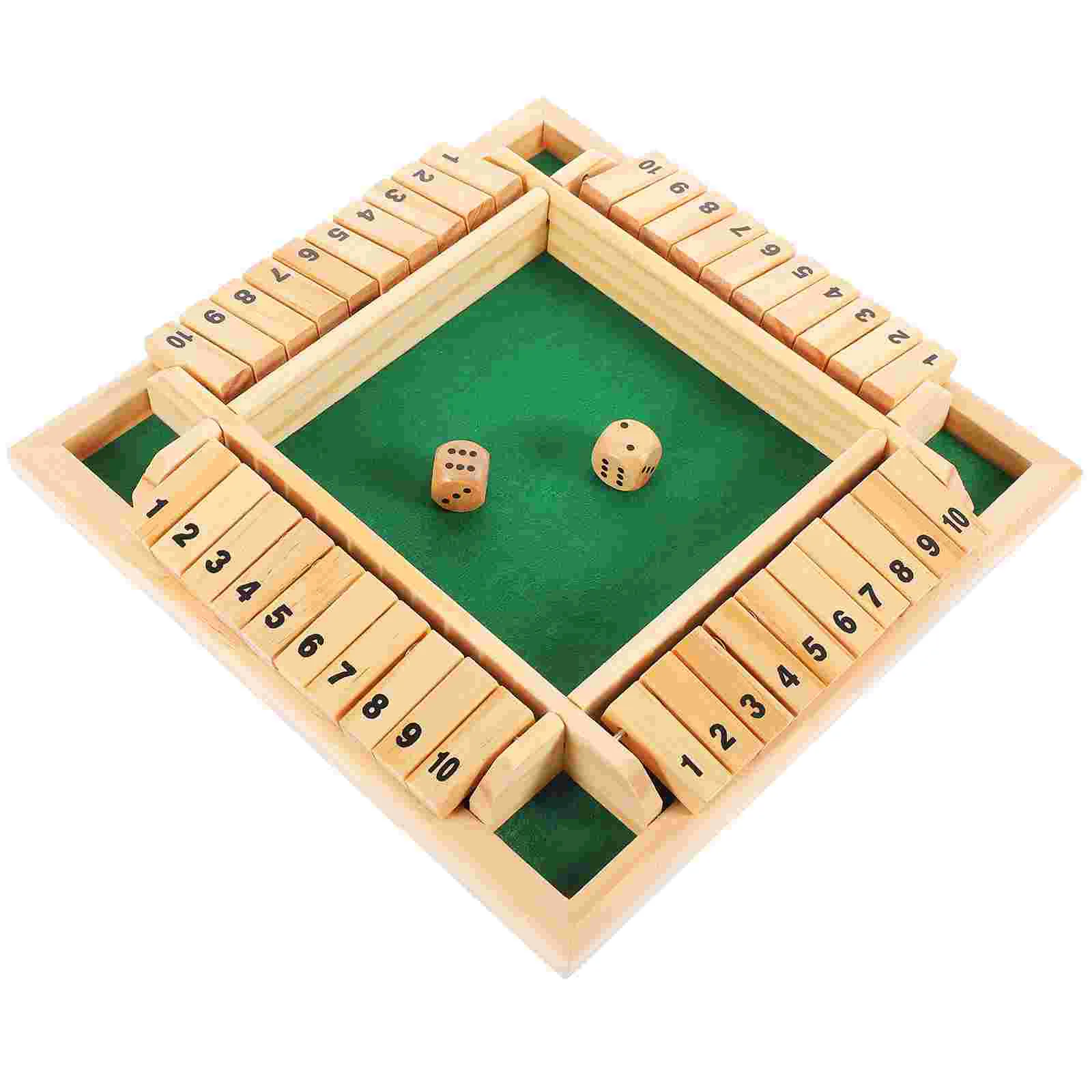 

Wooden Shut The Box Game Four-Sided Flop Games Parent-Child Board Game Flip 10 Numbers Tabletop Games Educational Toys