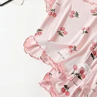 Girls Summer Pajama Set Cherry Blossom Print 4-Way Stretch Shorts & Tee Breathable Modal Blend for Bedtime and Playtime for 1-8Y 4