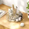 360 Rotating Makeup Organizer, Lazy Susan Turntable Cosmetics Storage Tray, 2 Layers Round Spinning Holder Organizer Case for 6