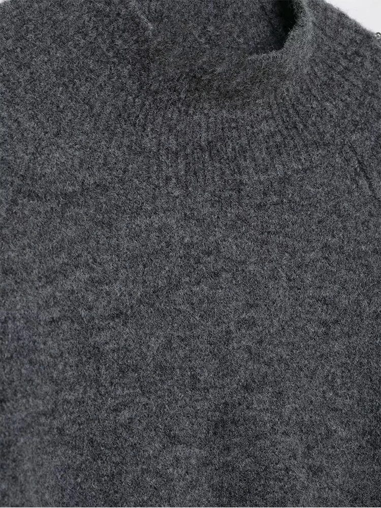 Women's Turtleneck Sweater Casual Solid Color Half Sleeve Oversize Pullovers Top Female Spring New Knitted Sweaters Women