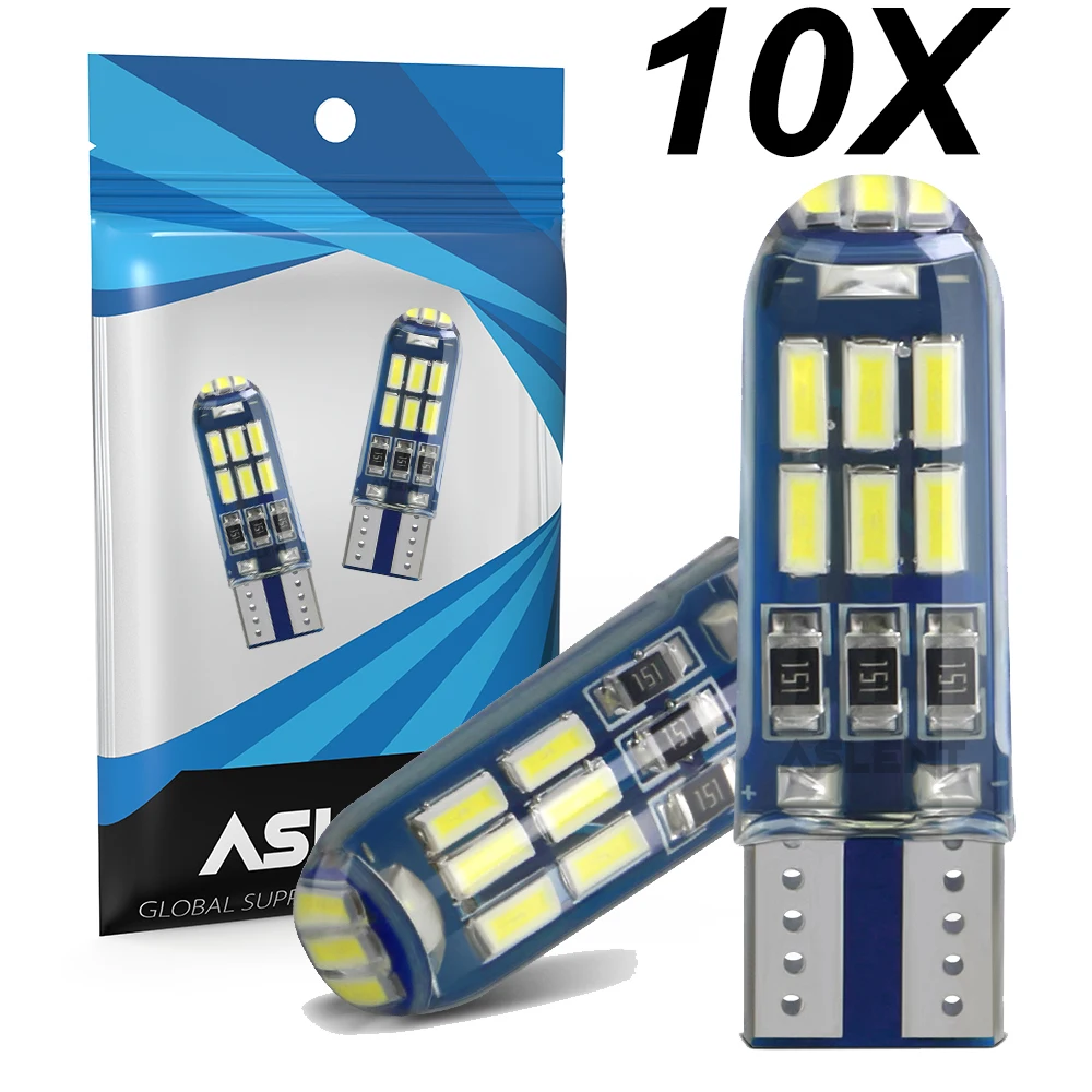 

10Pcs T10 Silicone 4014 15SMD Led W5W 192 168 Clearance Light Wedge Side Lamp Parking License Plate Bulb Car Styling 12V 600LM