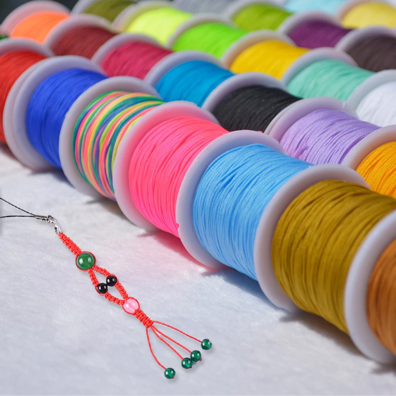 Vibrant Nylon Jewelry Thread Cord for DIY Creations - Assorted Colors, High Quality, 0.8mm Thickness 20m Length