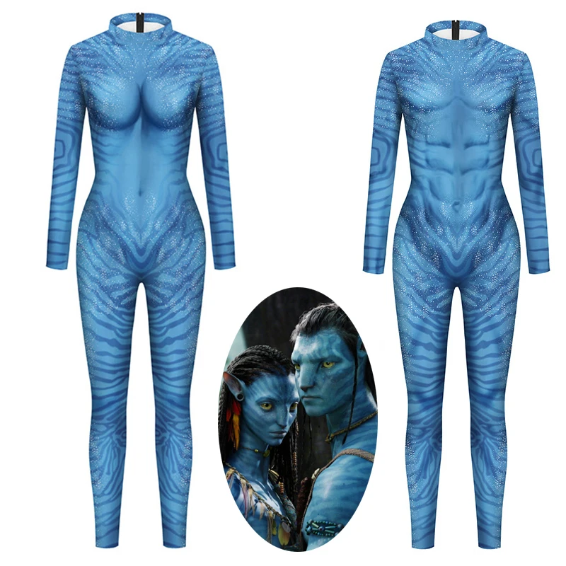 

Movie Avatar 2 Cosplay Costume Carnage Jake Sully Neytiri Zentai Adult Unisex Sexy Jumpsuit Halloween Bodysuit