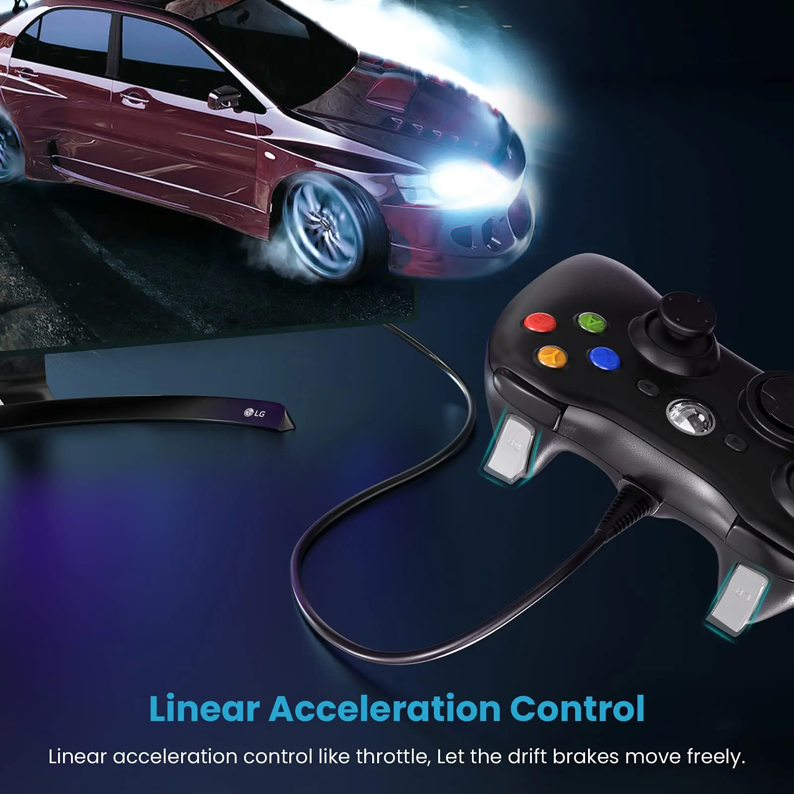 Dual-Vibration Wired Gamepad with Turbo Functionality