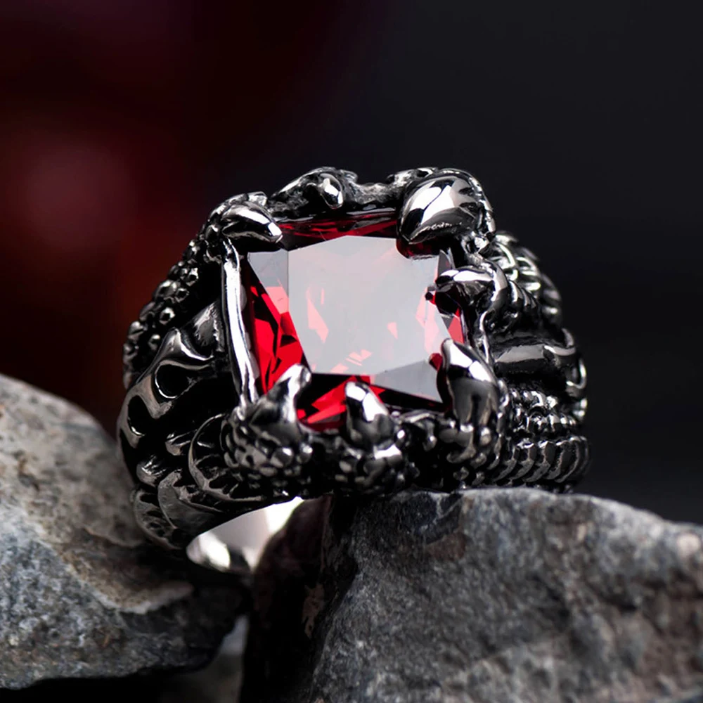 Anillo Punk Vintage Con Forma De Garra De Dragón Con Forma D