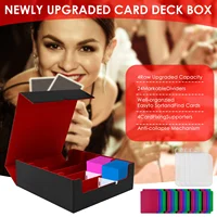 Trading Card Case Deck Box PU Leather Organizer 4 Rows Trading Card Storage Box with Dividers Multipurpose Business Card Box 2