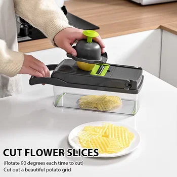 14/16 IN 1 Slicer Vegetable Food Chopper Vegetable Cutter Tomato Carrot Grater Cheese French Onion Shredders Kitchen Tool 2