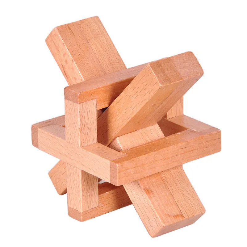 Beech Wood IQ Brain Teaser Puzzle Game Traditional Mind Wooden Puzzles