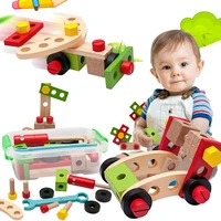 Wooden Nut Screw Disassembly Assembly Toolbox Toys Simulation Repair Carpenter Tool Creative DIY Pretend Play Set For Children 1