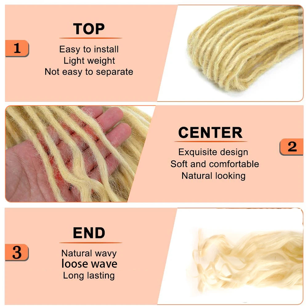 26inch Ombre Synthetic Double Ended Dreadlock Dreads Handmade Crochet For Rock&Roll Hippie Hair 10 Strands/Pack For Women Party 3