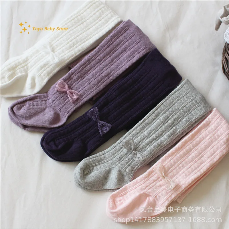 Knit Tights Girls Pantyhose Children Stockings Cotton Baby Tights Winter Autumn Elastic Baby Girl Boy Tights Knitted Infant Pantyhose Newborn Toddler Pants 0-6Years