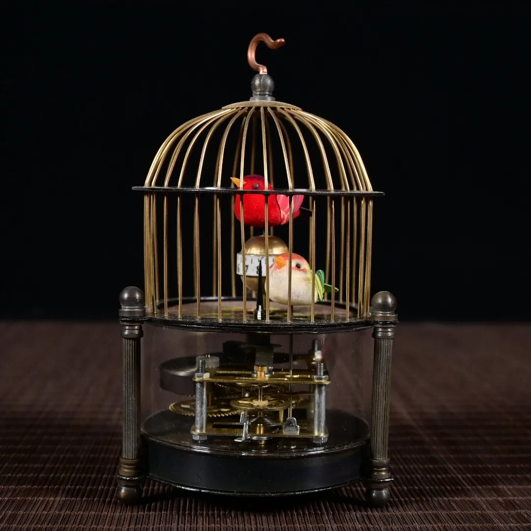 Funny Bird Cage Mechanical Clock Ornament Home Decoration Accessories