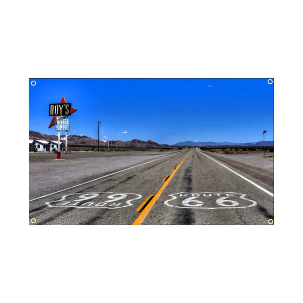90*150Cm Route 66 Moto Biker Rider Retro Usa Flag Banner Art Home Decoration Hanging Flag
