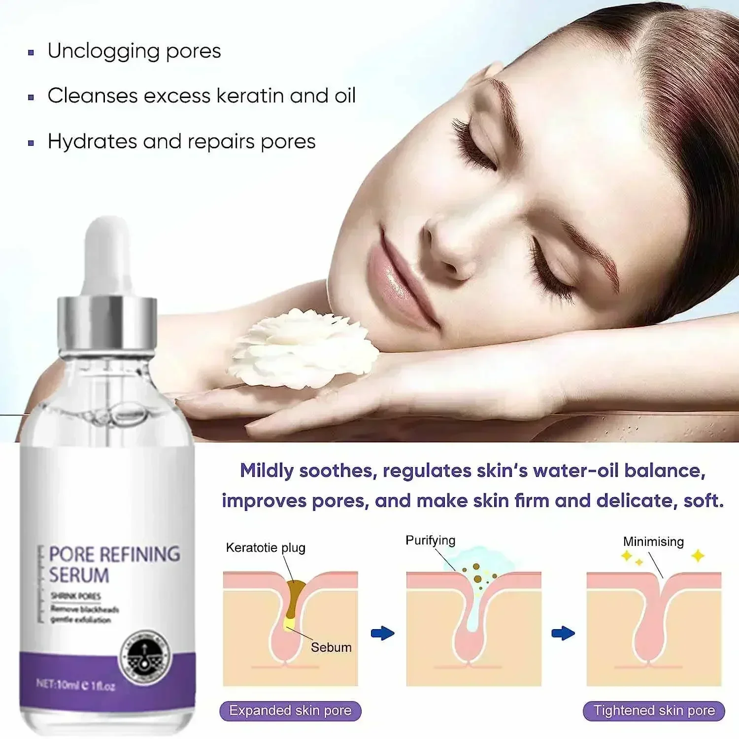 Pore Shrink Face Serum Fine Skin Essence for Flawless Look Say Goodbye to Large Pores with Face Serum Essence 3