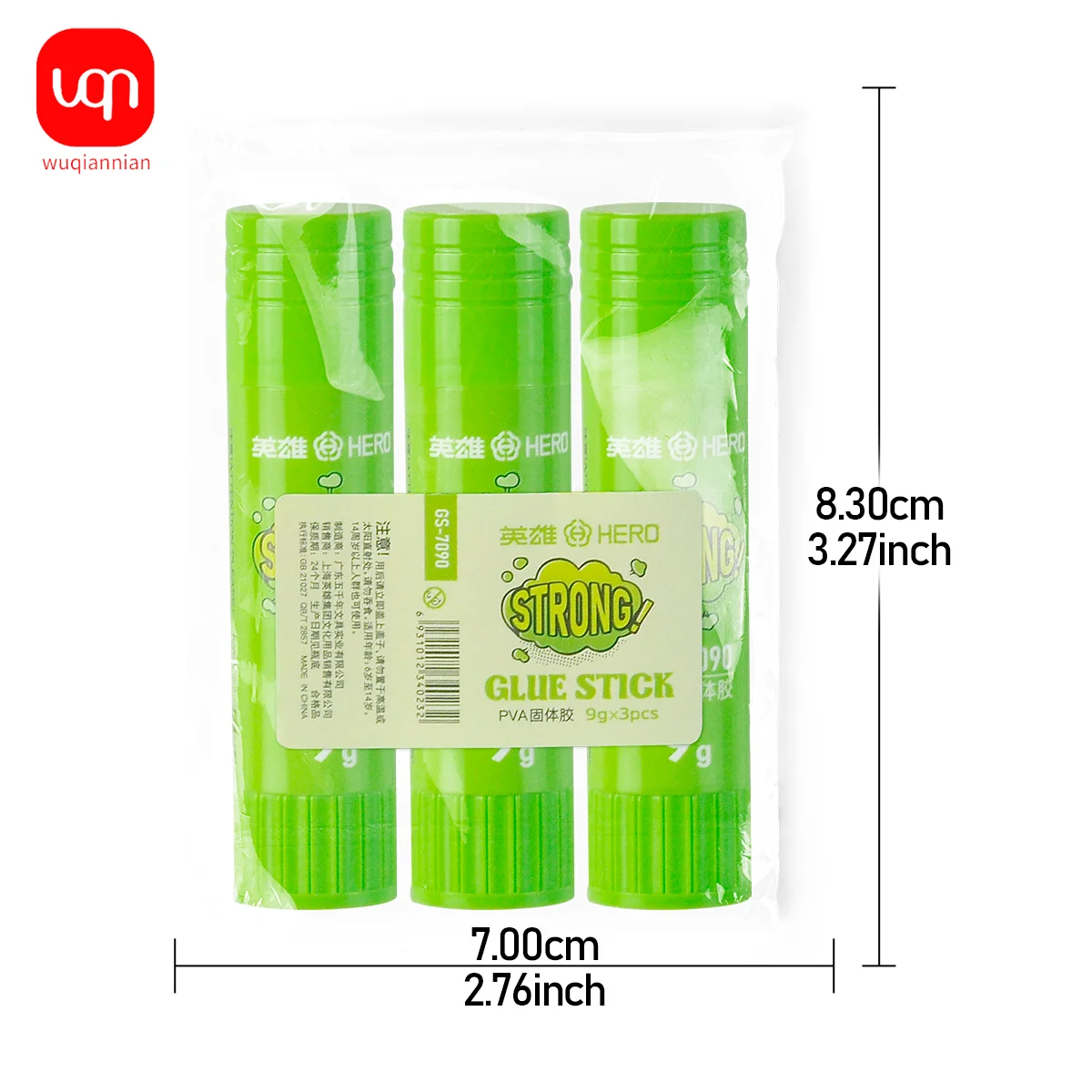 WQN-3/6PCS PVA 고체 접착제 스틱, 무독성, 세척 가능, DIY 페인팅 및 학교 문구 용품에 재사용 가능