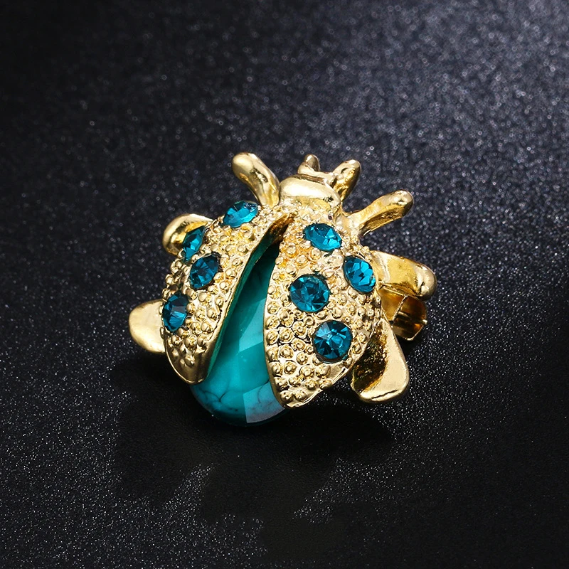 Cute Ladybug Brooch Pin - Crystal Rhinestone Enamel, 40x39mm, Hypoallergenic Metal, Gift For Women & Girls - View #3