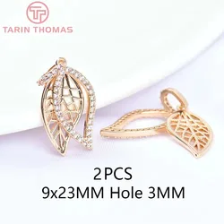 24K Gold Plated Brass Leaf Charms (5614 - 24K Gold Color)