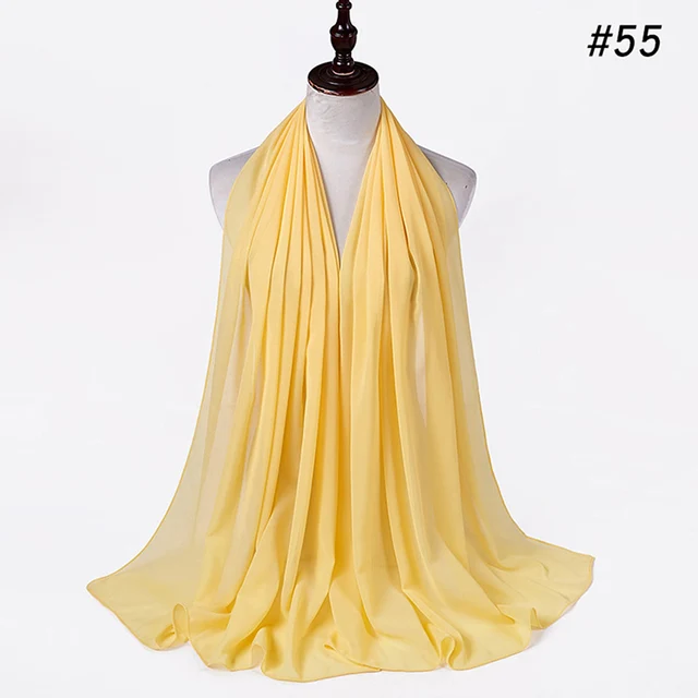 Musulman en mousseline de soie Hijab femmes bulle en mousseline de soie écharpe pour femmes dames voile musulman Islam couleur unie malaisie Musulman Wrap foulards