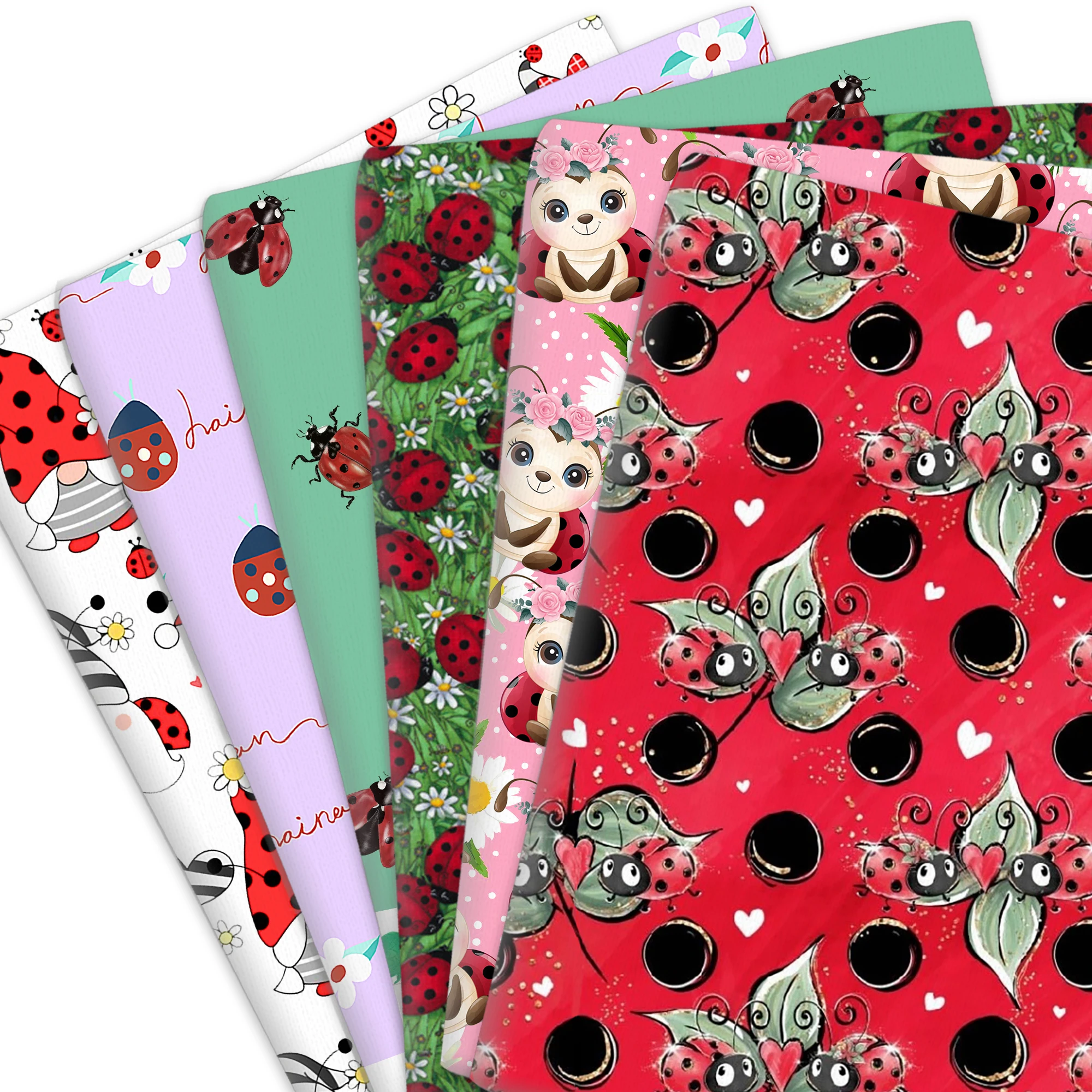 Plant Caterpillar Ladybug Bird Polyester/100% Pure Cotton 4 ways stretch Knit Material Fabrics DIY Tissue Sewing Quilting Cloth |