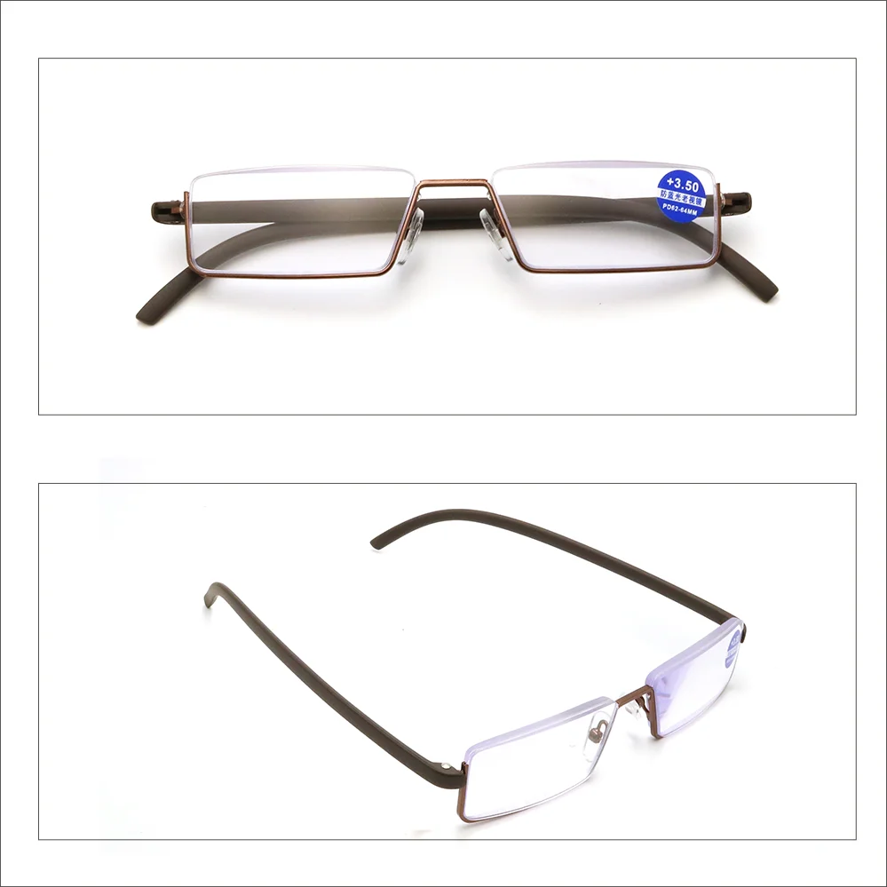 Ienjoy tr90 Lesebrille Anti-Blaulicht Lesebrille Männer Halb rahmen verschreibung pflicht ige Brille männliche Brille mit Etui 2019-2020 – Detail 8