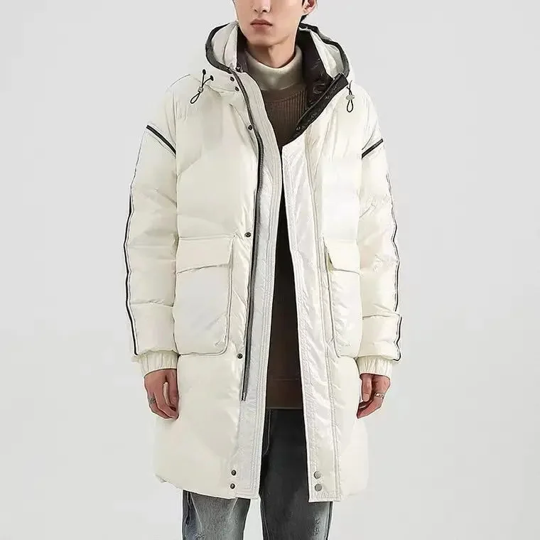 Description Picture 5 of itemMen's Down Jacket Parkas Medium Length White Duck Winter s for Men Hooded Puffer Loose Thickened Warm Fashion