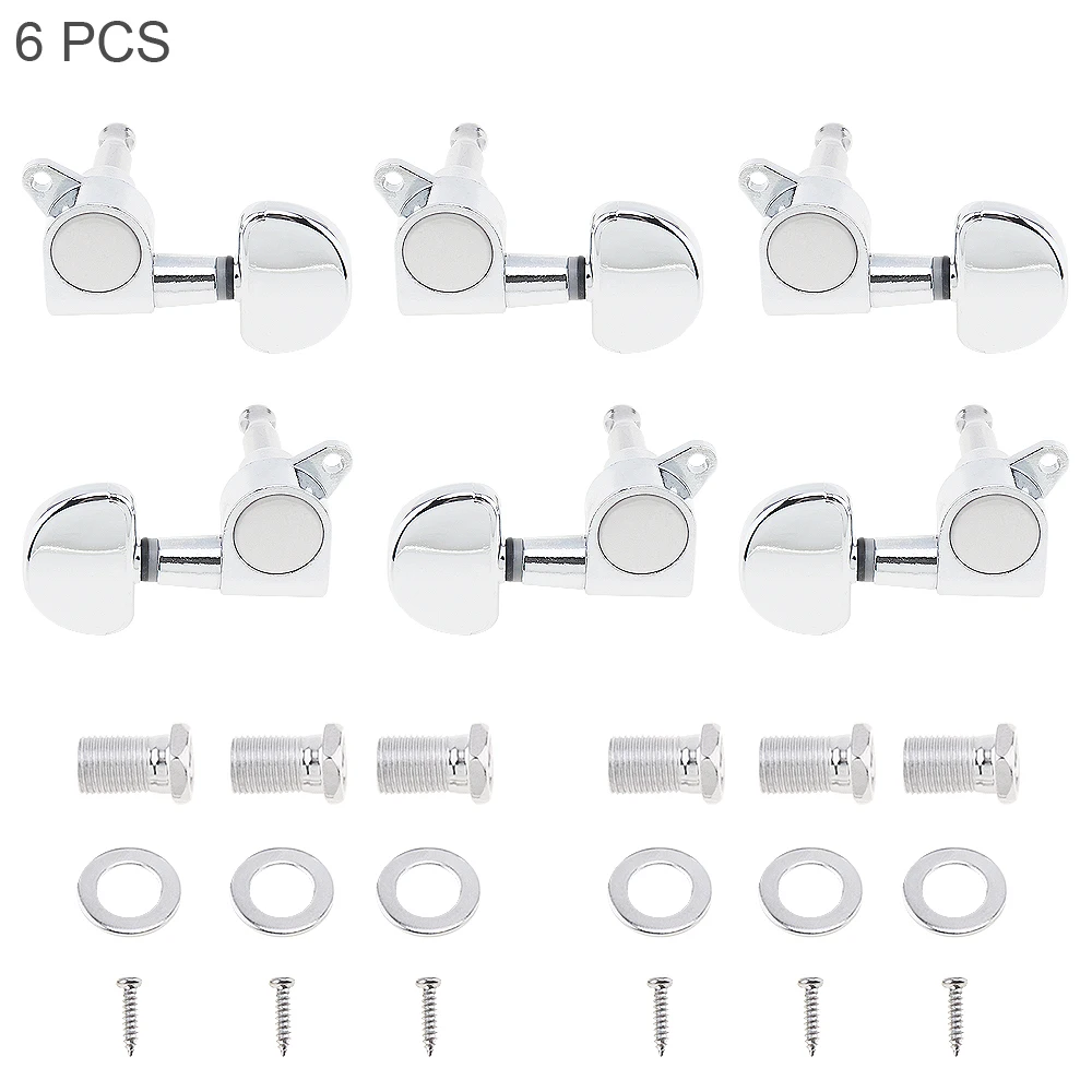 

6pcs Silver Guitar String Tuning Pegs 3R+3L Semicircle All Closed Tuner Machine Head for 40 41 Inch Acoustic Folk Guitar