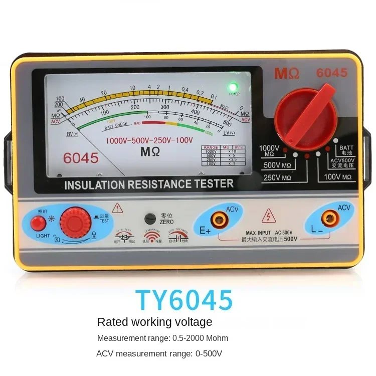 Pointer Multimeter Type Insulation Resistance Tester Megohmmeter Voltmeter 100-250-500-1000V Ground Resistance Meter