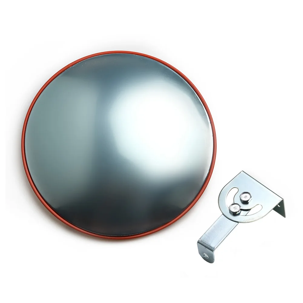 

30cm Convex Mirror Distance Red Outdoor Round 30cm/12'' Wide Garage Angle Parking Security Street Curved Corner