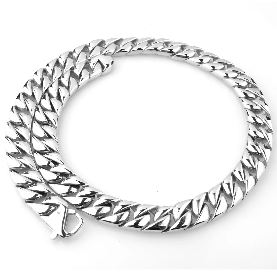 16MM Punk Heavy Polished Stainless Steel Necklace Men Curb Cuban Link Chain Necklaces Choker Jewelry
