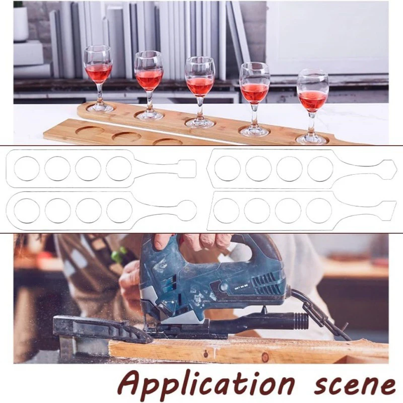 Clear Acrylic Router Beer Template Four Styles Whisky Glass Flight Paddle Board Beer Flight Template Woodworking Router