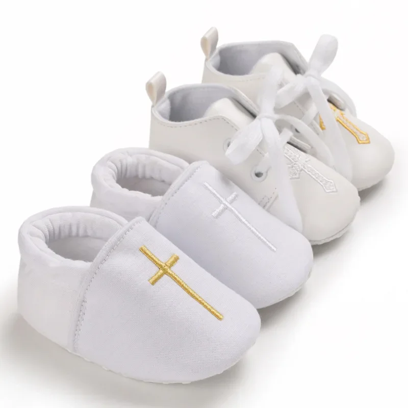 2025 흰색 패션 신발 소년과 소녀를위한 캐주얼 신발 부드러운 바닥 세례 신발 운동화 Comfort First WalkShoes