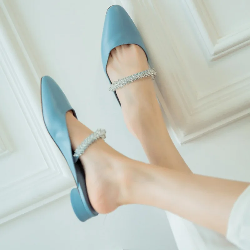 

Bohemian Beading Women Shoes Mules Baotou Sandals Fairy with Back Empty Zapatos Mujer 2023 Summer Autumn Chaussure Femme