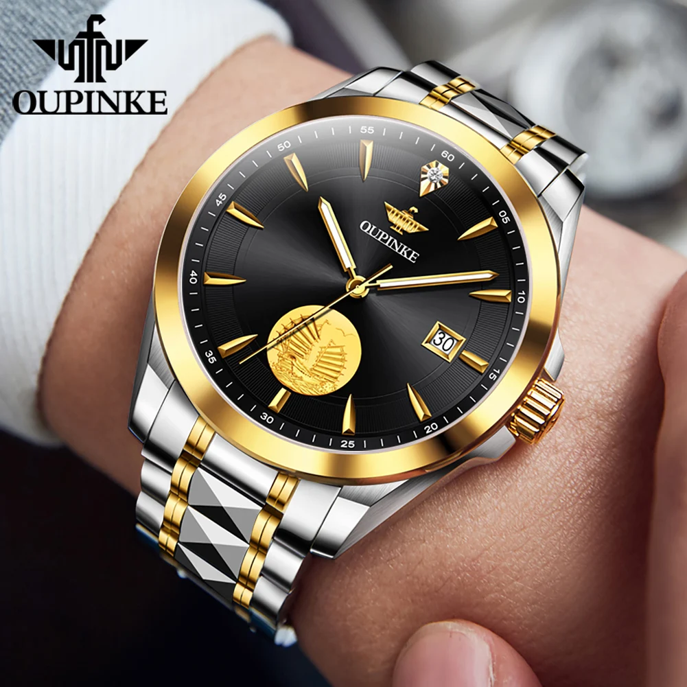 Oupinke Genuine Watch Wristwatches Watch Men Sapphire Mechanical Wrist Gold - Mirror - Brand Crystal Watch Top Diamond For Luxury Automatic AliExpress Mechancial Man