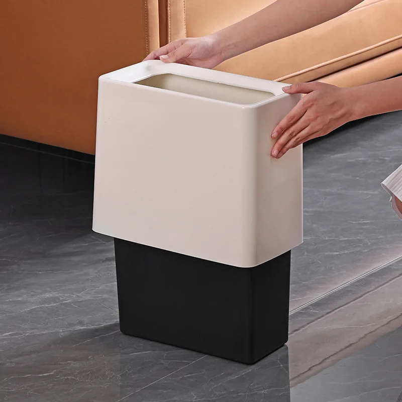 

15L Open Top Garbage Can Removable Trash Can Plastic Waste Bin Wastebasket Trash Container for Bathroom Kitchen Office UnderDesk