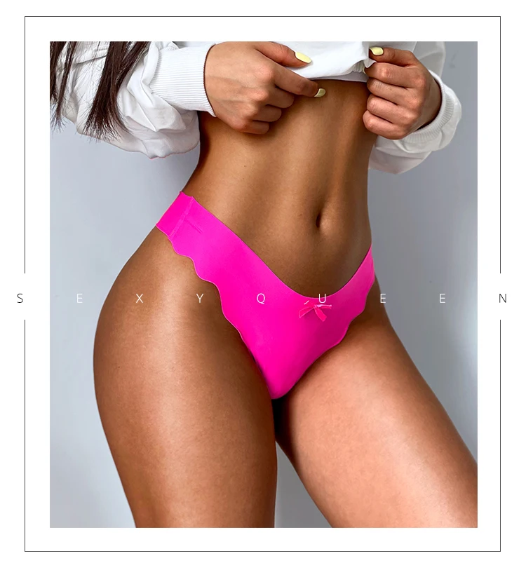 Ultra-thin Quick Drying Lady thong Breathable Ice Silk Women's G-string Comfortable Wave edge Seamless Female T-Pants