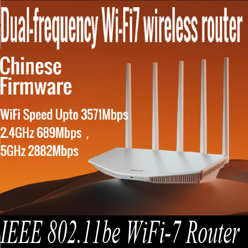 

IEEE 802.11be WiFi-7 Router, 3571Mbps WiFi7 Wireless Mesh Router, BE3600 Dual-frequency Wireless Router, 2.4G 689Mbps, 5G 2882M