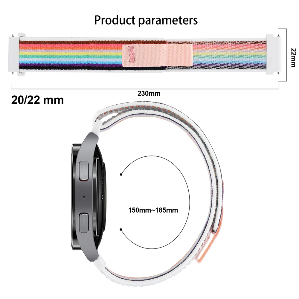 Nylon Loop Watch Strap, 22/20mm Adjustable Bracelet, Compatible with Garmin and More