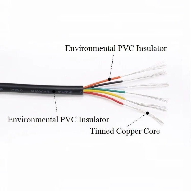 2/5/10M UL2464 Sheathed Wire Cable 30 28 26 24 22 20 18 16AWG Copper Signal Cable 2 3 4 5 6 7 8 9 10 Cores Electronic Audio Wire