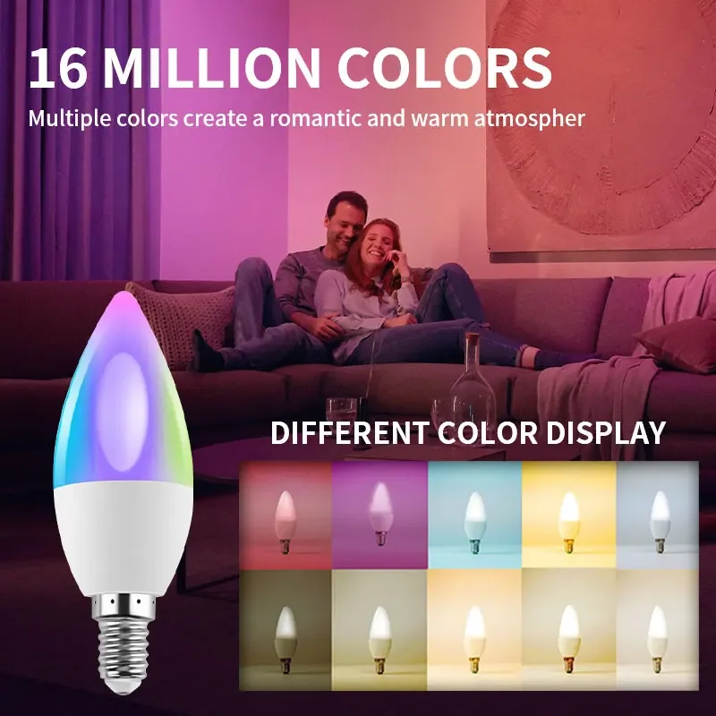 TNCE Tuya Smart WiFi/ Zigbee/Bluetooth E14 Candel Light Dimmable LED Bulb Smart Life APP Control Light Voice Alexa Google home smart led light bulbs smart led lights
